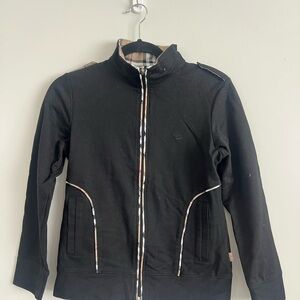 Burberry Kids Zip-Front Jacket with Plaid Trim